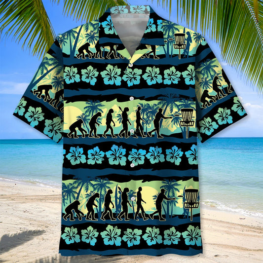 Disc Golf Evolution Hawaiian Shirt - S - hawaiian shirt