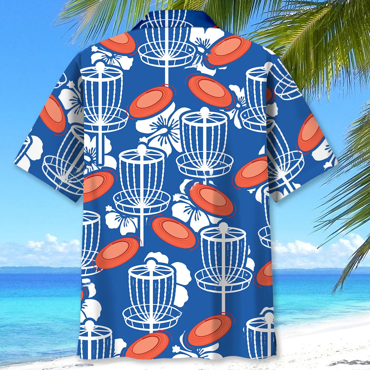 Disc Golf Hibiscus Blue Hawaiian Shirt