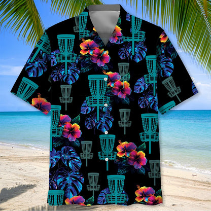 Disc Golf Hibiscus Flower Hawaiian Shirt