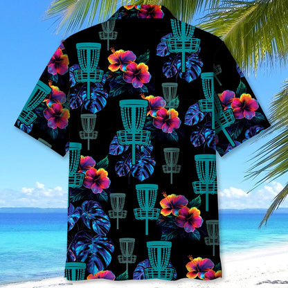 Disc Golf Hibiscus Flower Hawaiian Shirt