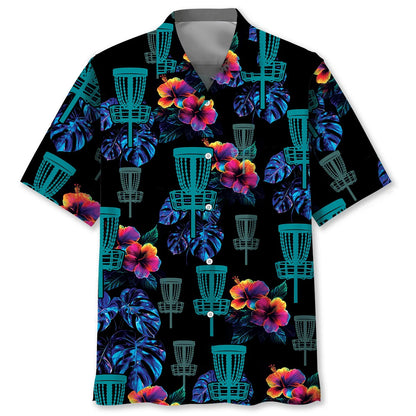 Disc Golf Hibiscus Flower Hawaiian Shirt
