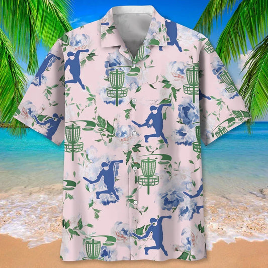 Disc Golf Pink Flower Hawaiian Shirt - S - hawaiian shirt