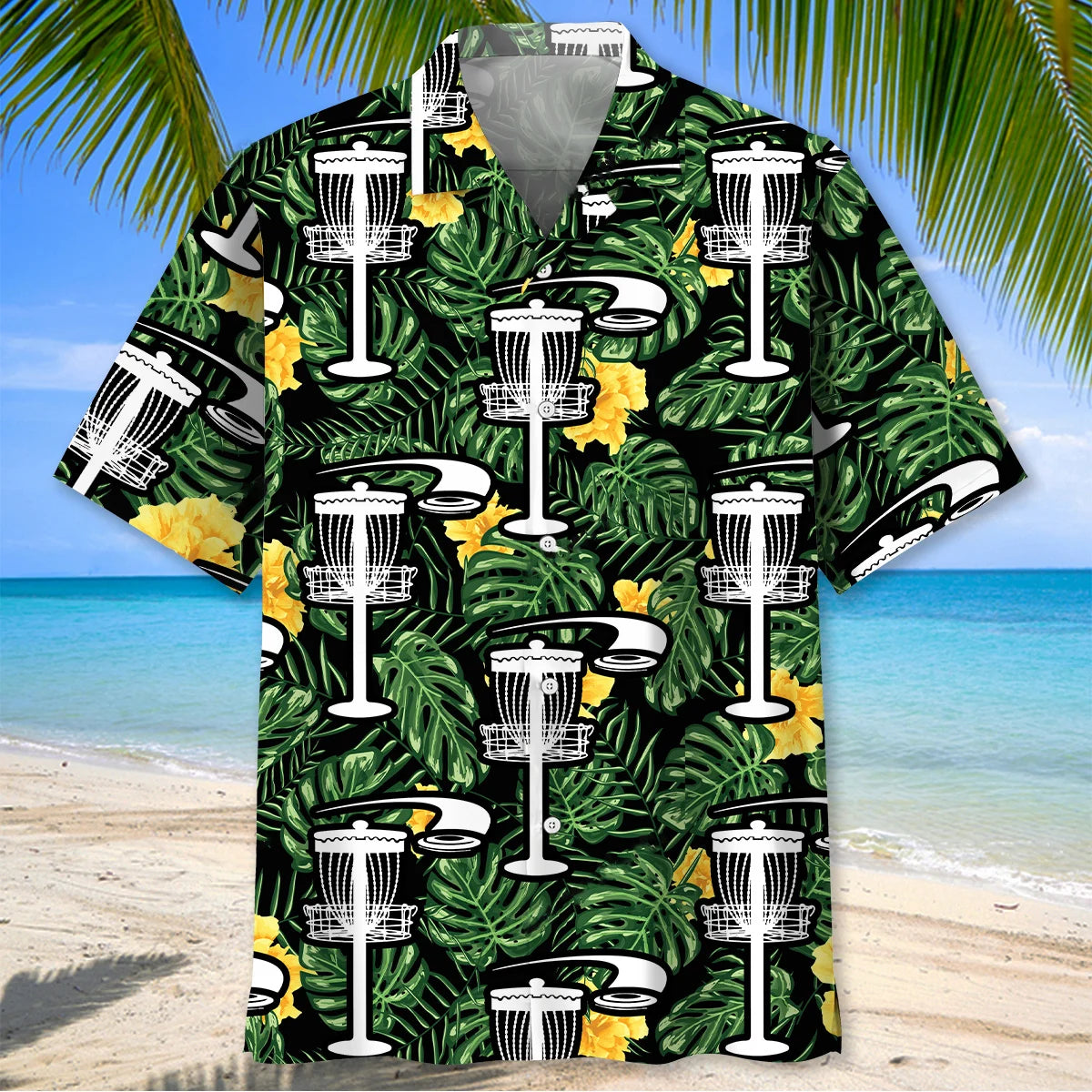 Disc Golf Tropical Green Hawaiian Shirt