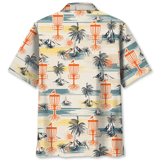 Disc Golf Vintage Palm Tree Hawaiian Shirt - S - hawaiian shirt