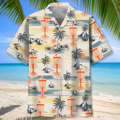 Disc Golf Vintage Palm Tree Hawaiian Shirt
