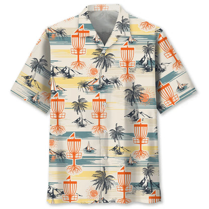 Disc Golf Vintage Palm Tree Hawaiian Shirt