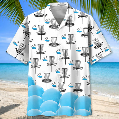 Disc Golf White Hawaiian Shirt