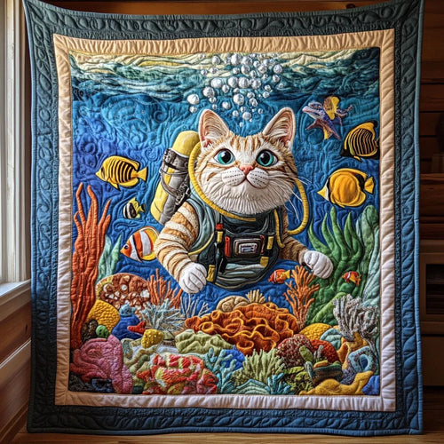 Dive Cat Quilt Blanket