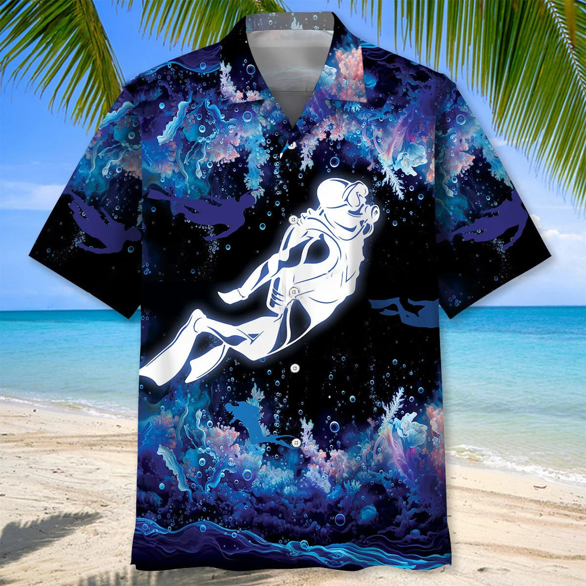 Diving in Deep Down of the Ocean Hawaiian Shirt