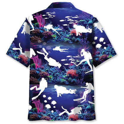 Diving with Neon Coral Ocean Hawaiian Shirt