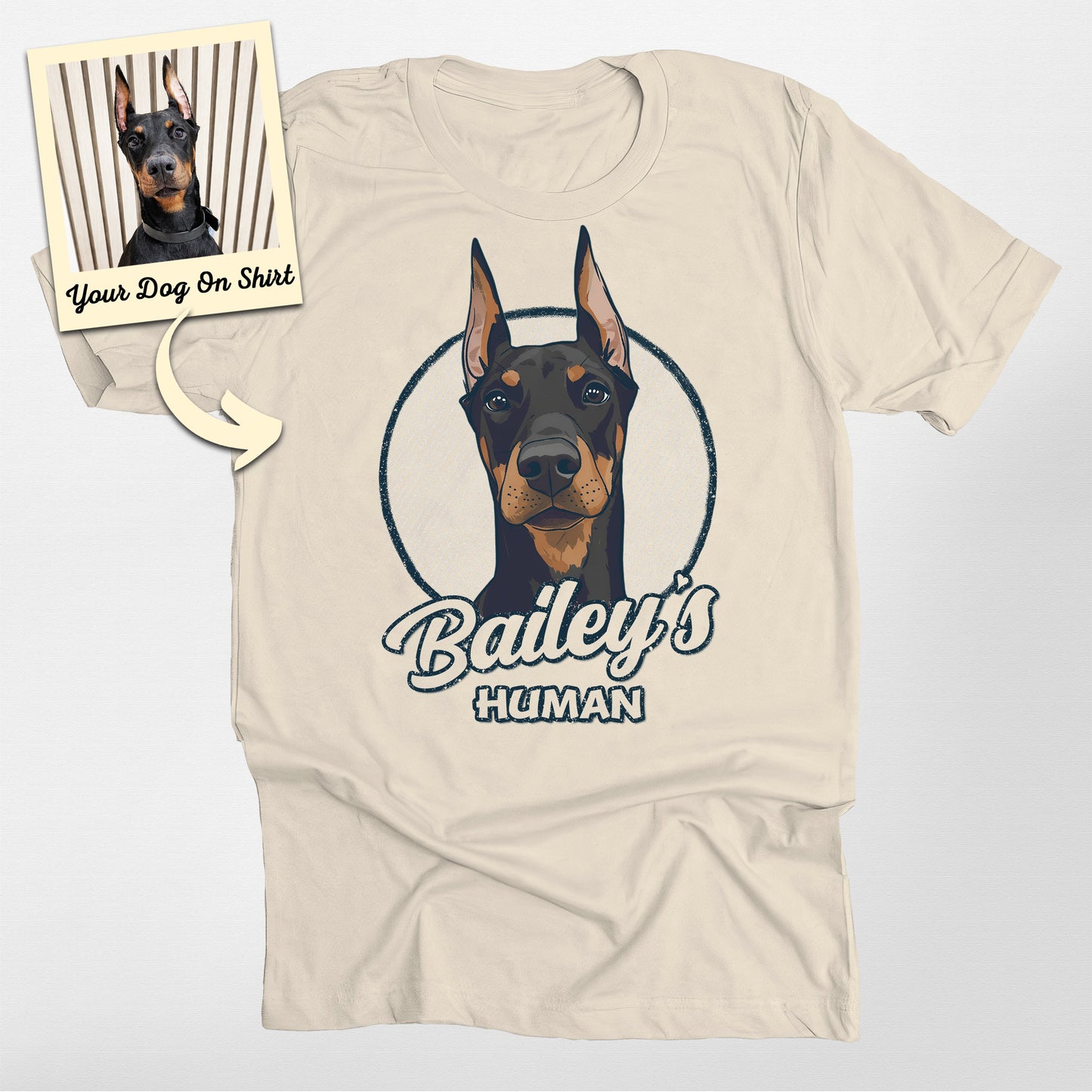 Doberman Shirt Custom Colorful Sketch Portrait Bel (view 3)
