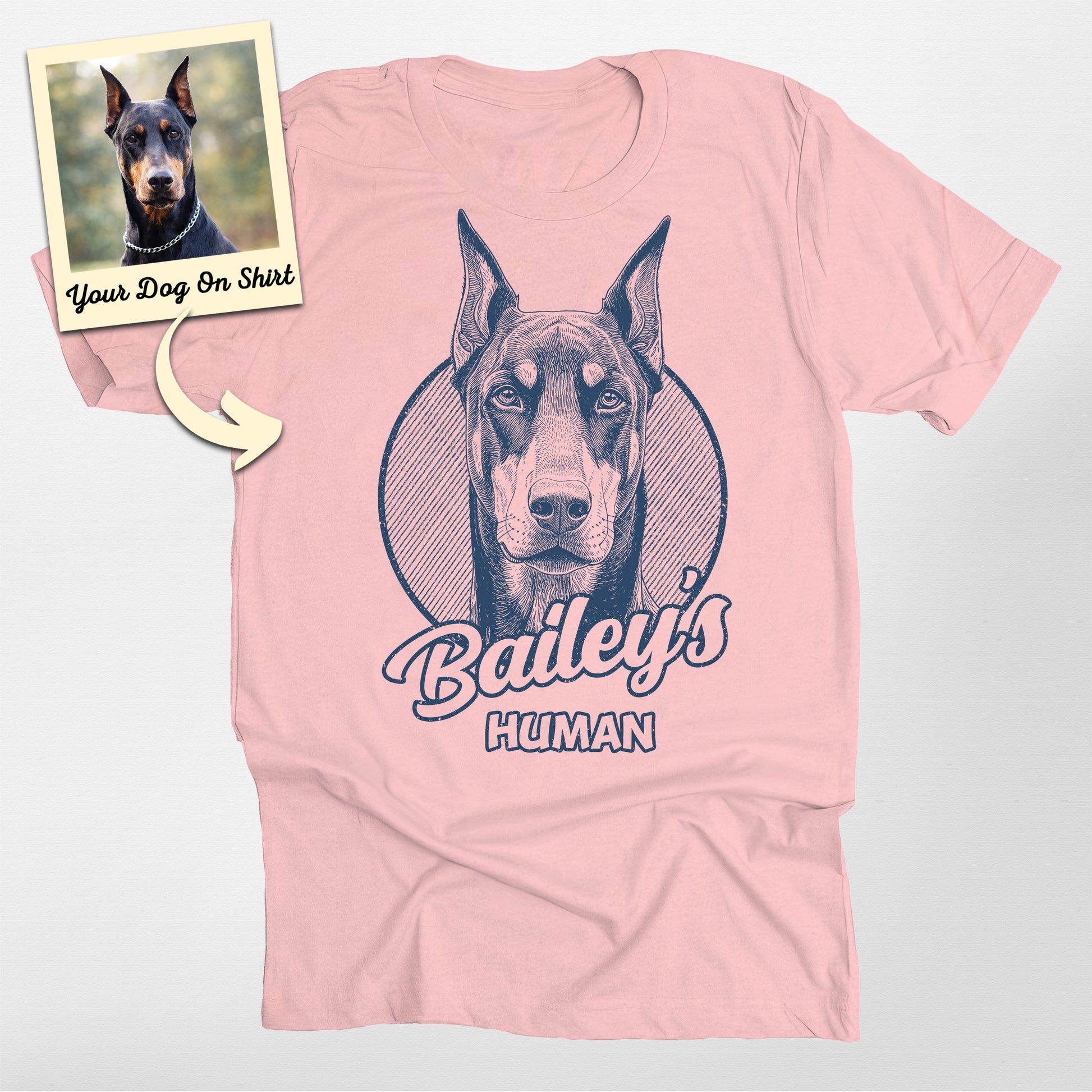 Doberman Shirt Custom Sketch Portrait Bella Canvas (view 2)
