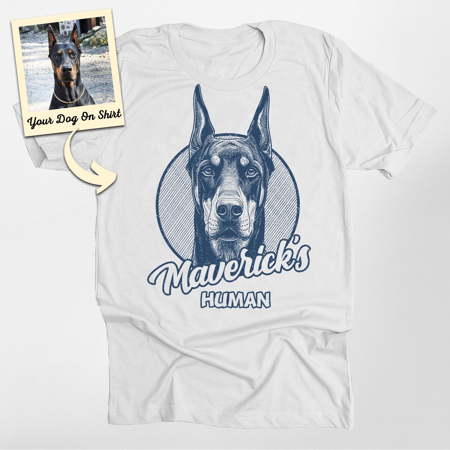 Doberman Shirt Custom Sketch Portrait Bella Canvas (view 3)