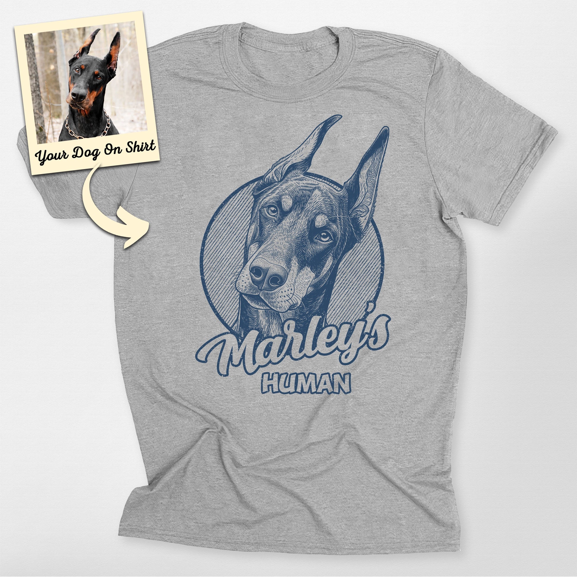 Doberman Shirt Custom Sketch Portrait Bella Canvas (view 4)