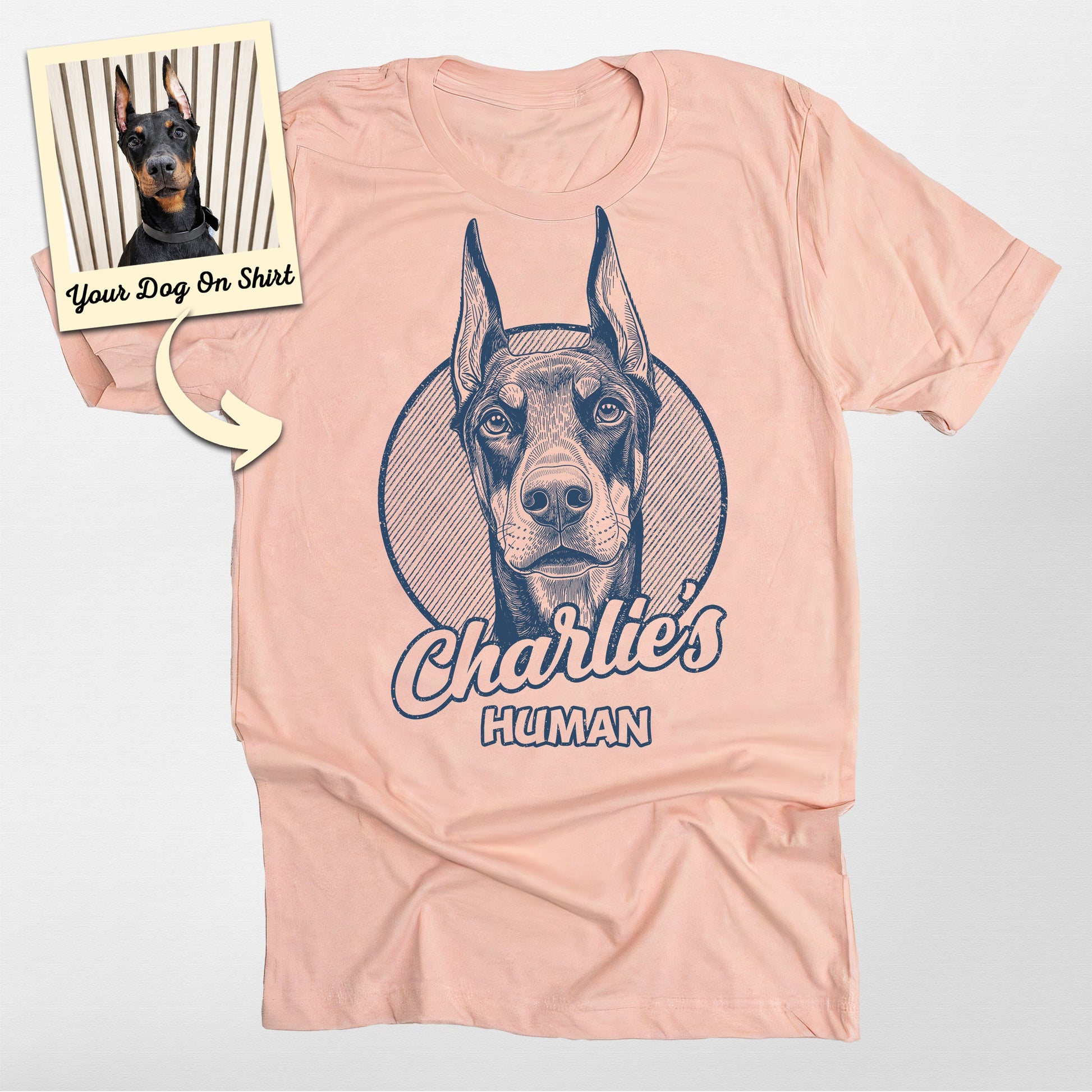 Doberman Shirt Custom Sketch Portrait Bella Canvas (view 5)