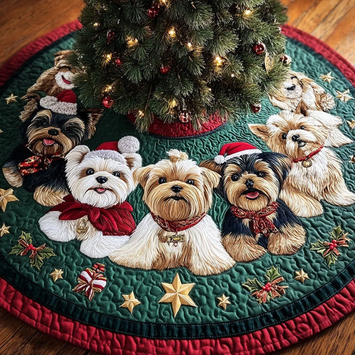 Dog Christmas Quilted Tree Skirt