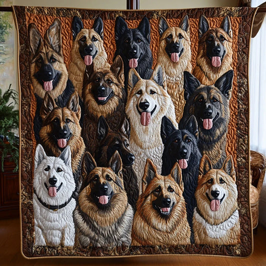 Dog Familly Gathering Quilt Blanket