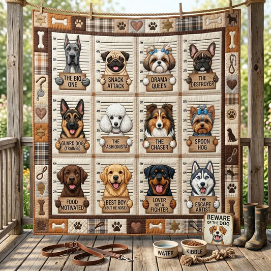 Dog Mugshot Quilt Blanket
