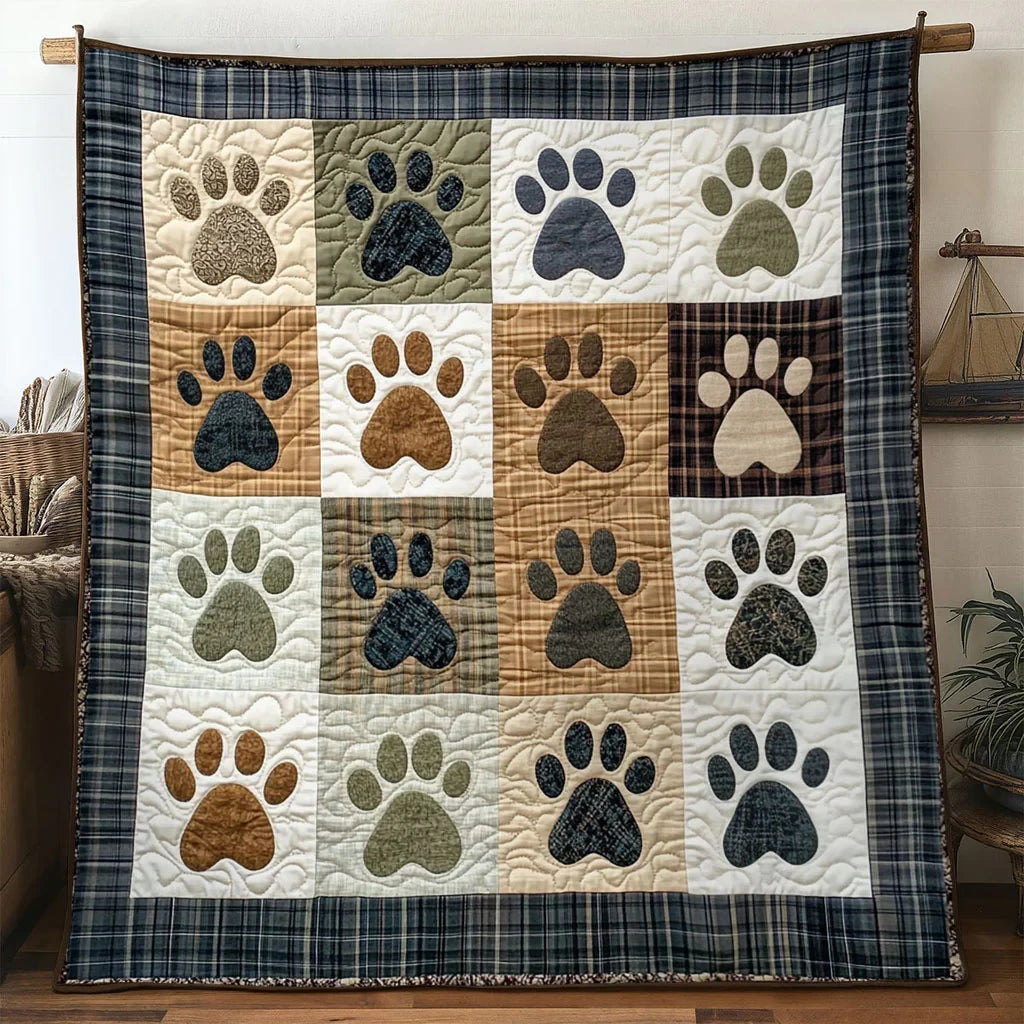 Dog Paw Memory Quilt Blanket