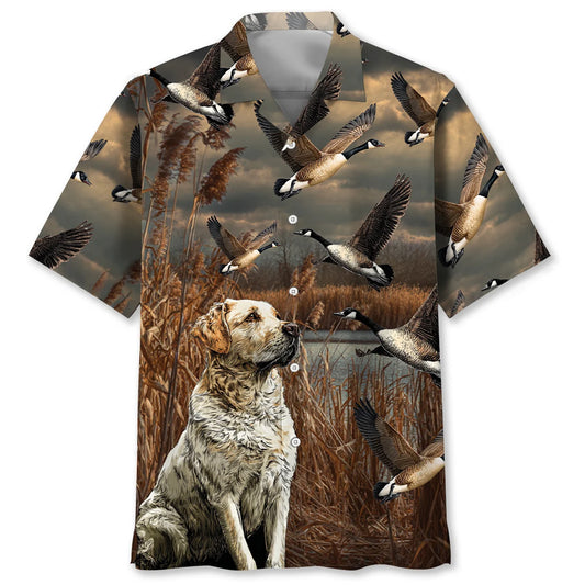 Dog Hunting Goose Hawaiian Shirt - S - hawaiian shirt