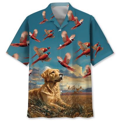 Dog Hunting Pheasant Art Hawaiian Shirt
