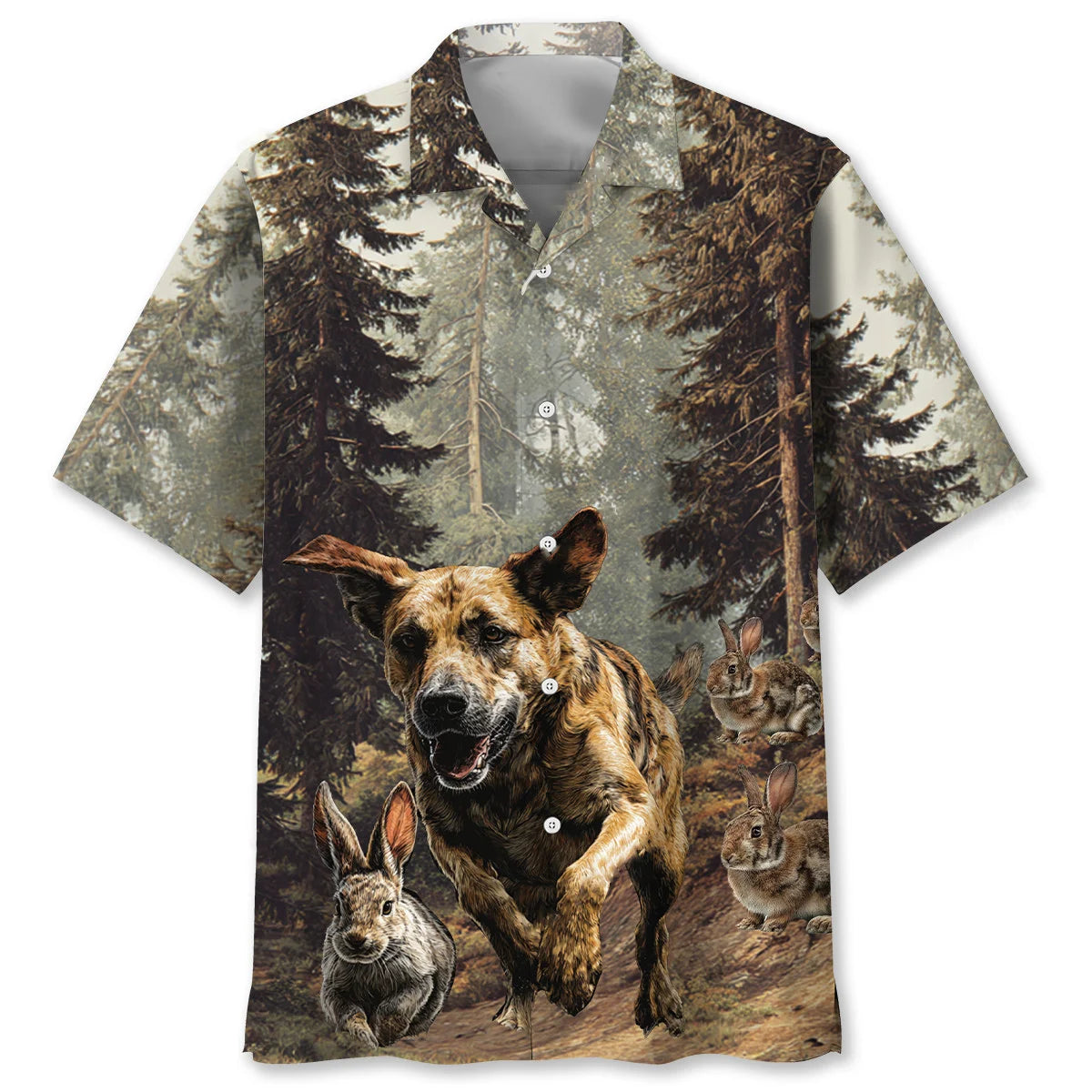 Dog Hunting Rabbit Forest Hawaiian Shirt