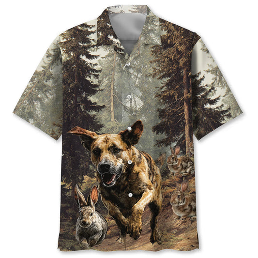 Dog Hunting Rabbit Forest Hawaiian Shirt - S - hawaiian shirt