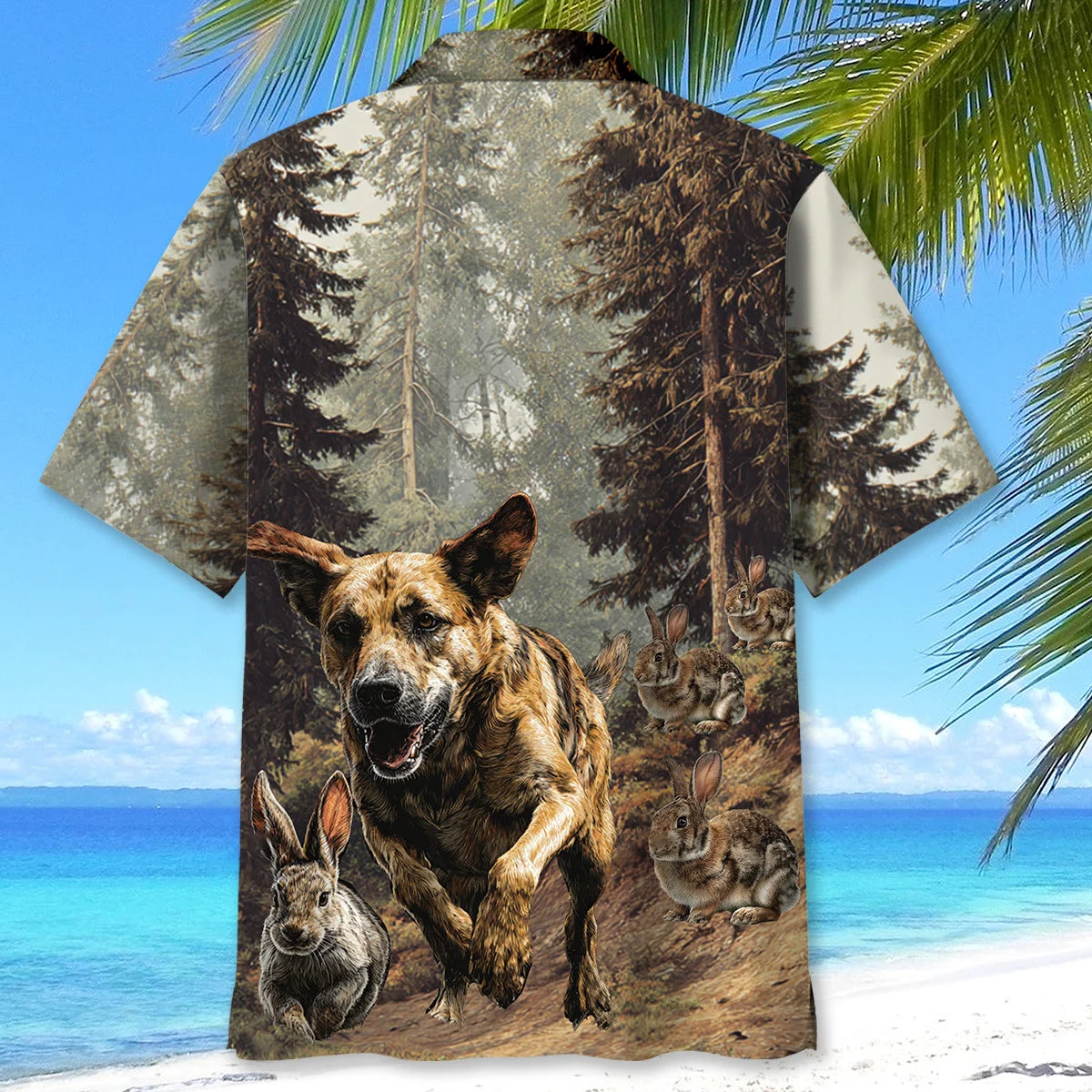Dog Hunting Rabbit Forest Hawaiian Shirt
