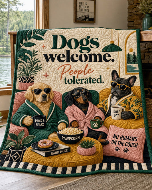 Dogs Rule Quilt Blanket - Quilted Blanket by OtterMia