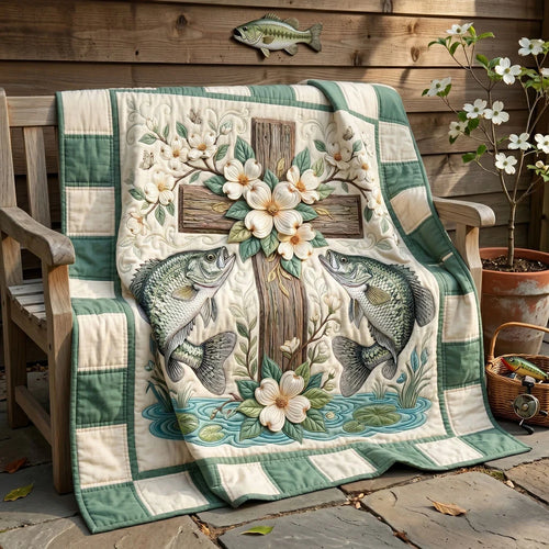 Dogwood Cross And Bass Faith Quilt Blanket