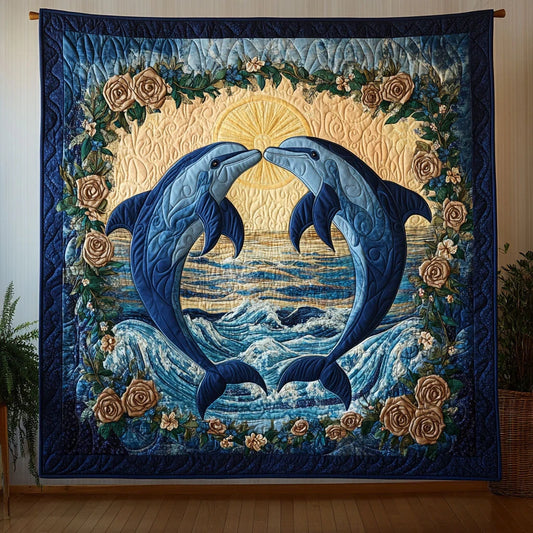 Dolphin Romance Quilt Blanket