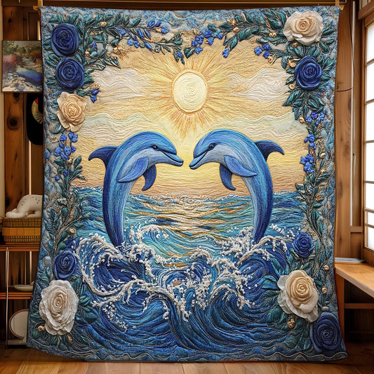 Dolphin Waves Quilt Blanket