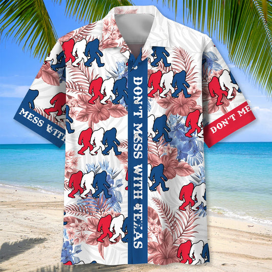 Don T Mess with Texas Bigfoot Hawaiian Shirt - S - hawaiian shirt