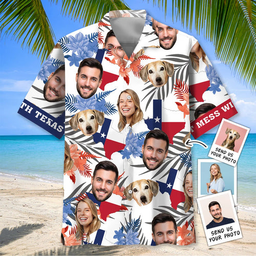 Don T Mess with Texas Custom Face Family Hawaiian Shirt - M - hawaiian shirt