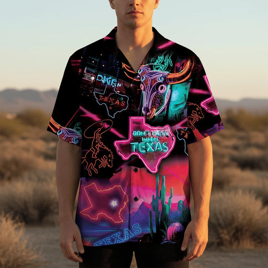 Don T Mess with Texas Neon Style Hawaiian Shirt - S - hawaiian shirt