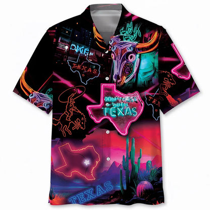 Don T Mess with Texas Neon Style Hawaiian Shirt