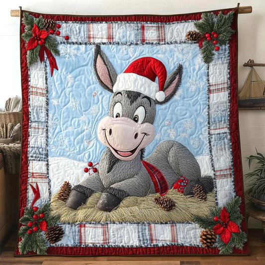 Donkey Christmas Heart Quilt Blanket