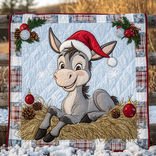 Donkey Christmas Joy Quilt Blanket