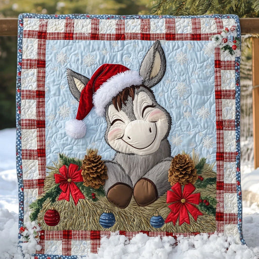 Donkey Christmas Magic Quilt Blanket