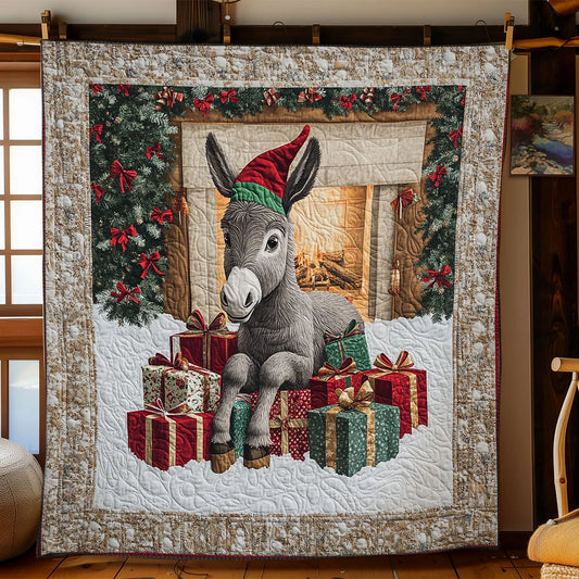 Donkey In December Quilt Blanket