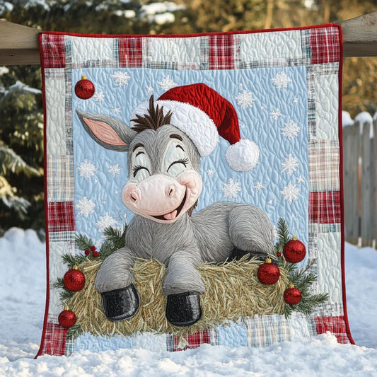 Donkey Winter Night Quilt Blanket