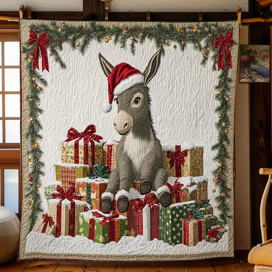 Donkey's Christmas Day Quilt Blanket
