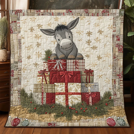 Donkey's Christmas Gift Quilt Blanket