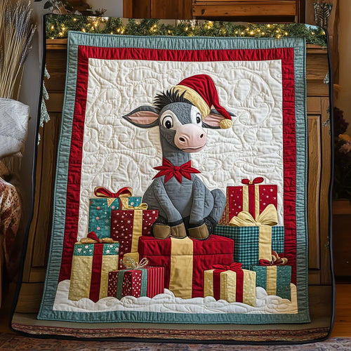 Donkey's Xmas Gifts Quilt Blanket