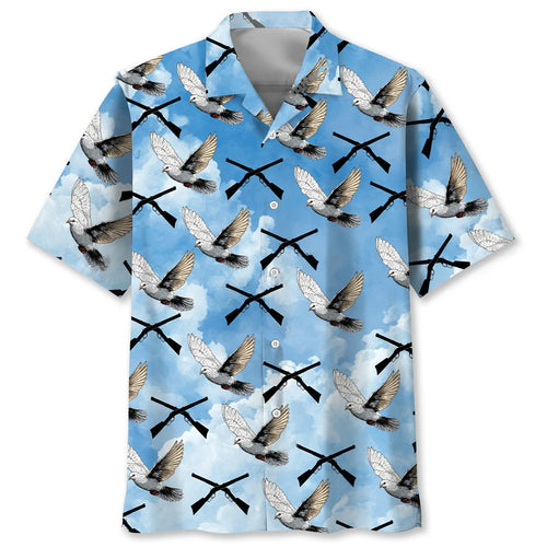 Dove Hunting Blue Sky Hawaiian Shirt