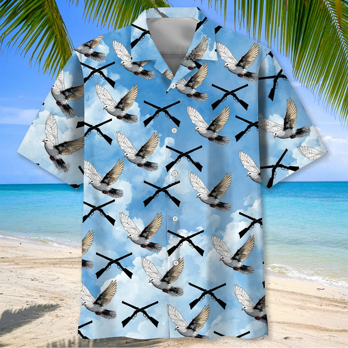 Dove Hunting Blue Sky Hawaiian Shirt