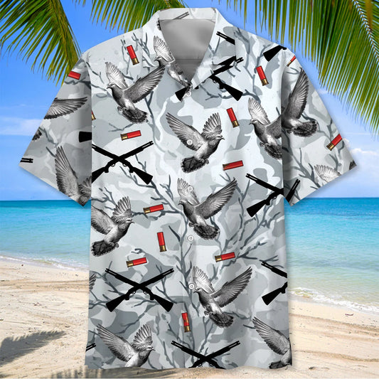 Dove Hunting Gray Hawaiian Shirt - S - hawaiian shirt