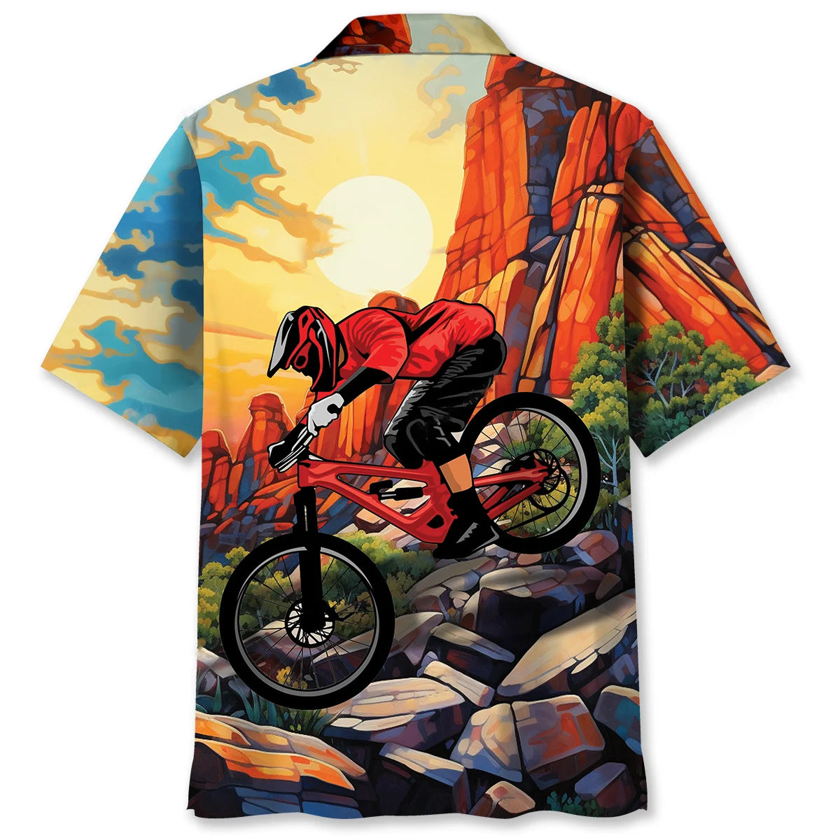 Down Hill with Mountain Bike Hawaiian Shirt