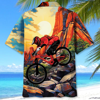 Down Hill with Mountain Bike Hawaiian Shirt