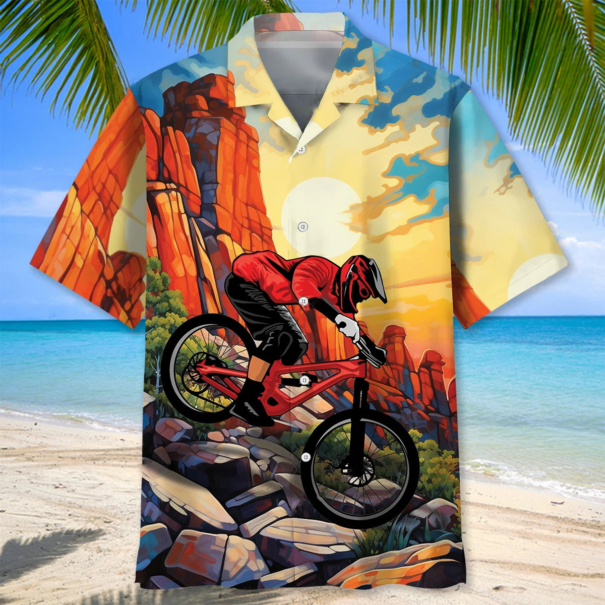Down Hill with Mountain Bike Hawaiian Shirt